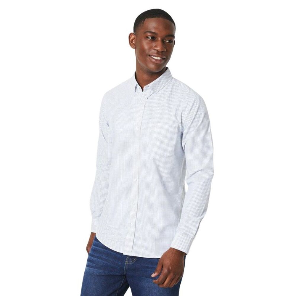Maine Mens Tattersall Check Long-Sleeved Shirt / Green